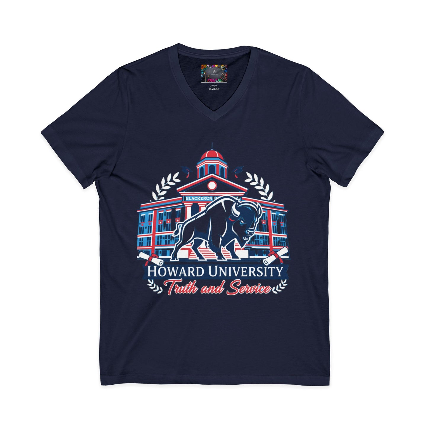 Howard University/ Truth and Service Unisex V-Neck T-Shirt 8
