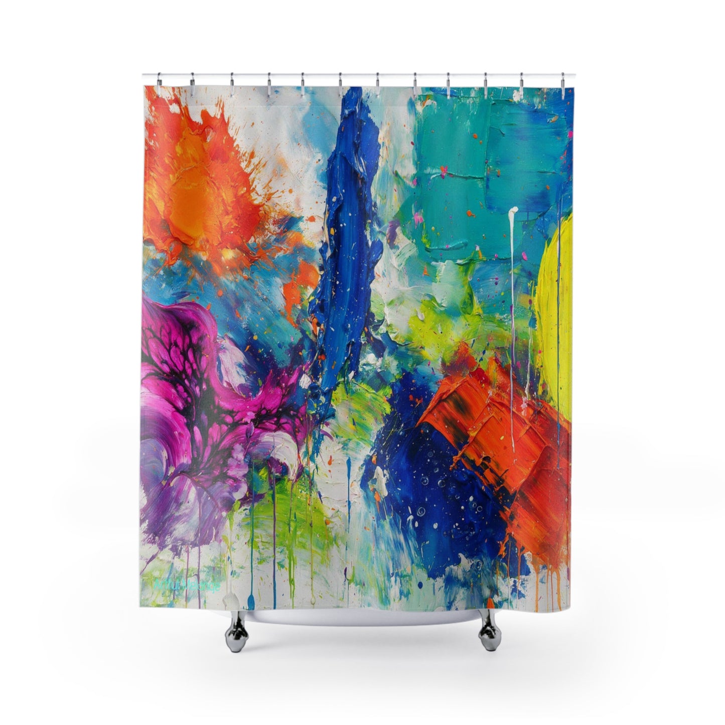 Canvas Cascade: Abstract Acrylic Art Shower Curtain Collection 261