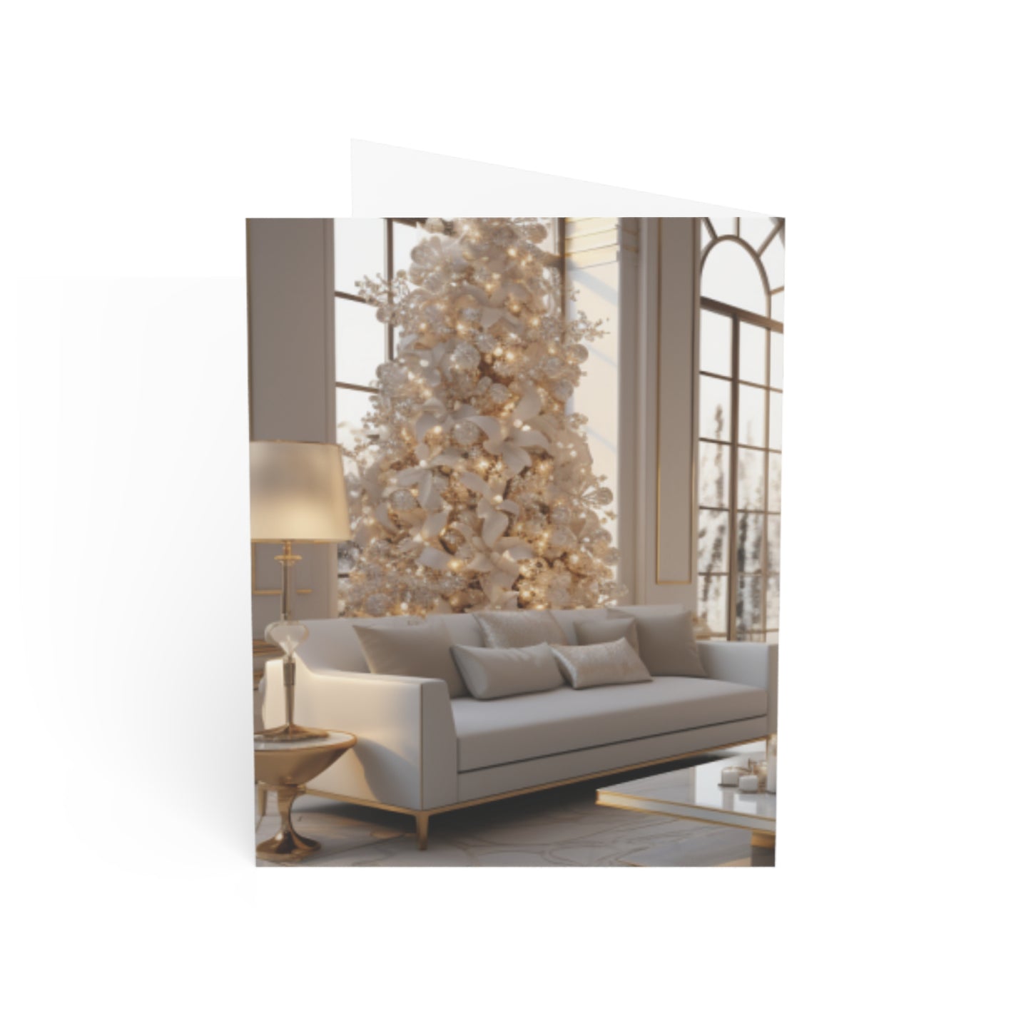 Elegance in Gold & White Christmas Notecards (1, 10, 30, and 50pcs)