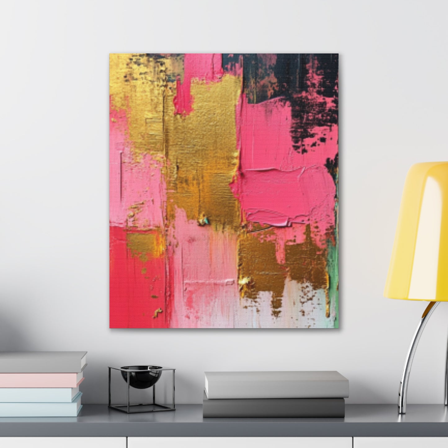 Acrylic Abstract Canvas Print - Homage to the Divine Nine/Pink Green Black and Gold 3
