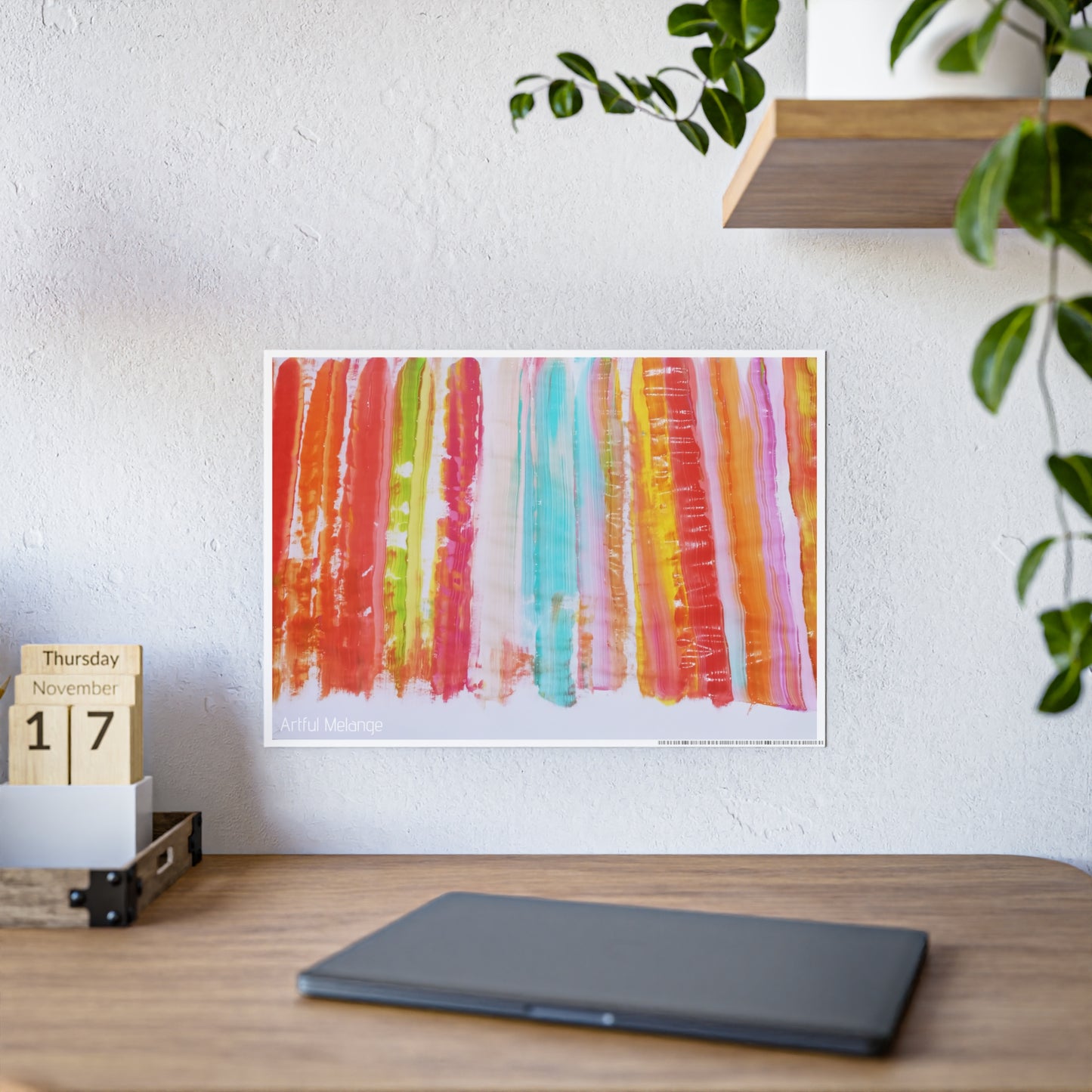 Gleaming Acrylic Abstract Poster: A Spectrum of Colorful Elegance