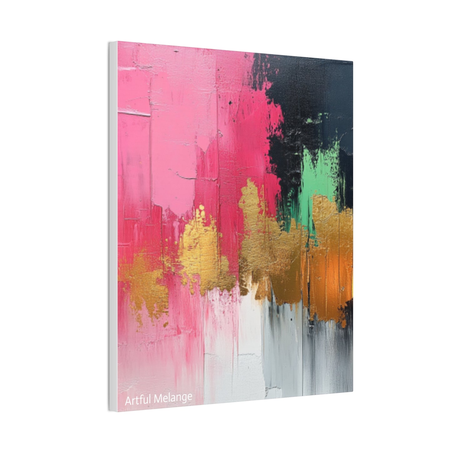 Acrylic Abstract Canvas Print - Homage to the Divine Nine/Pink Green Black and Gold 1
