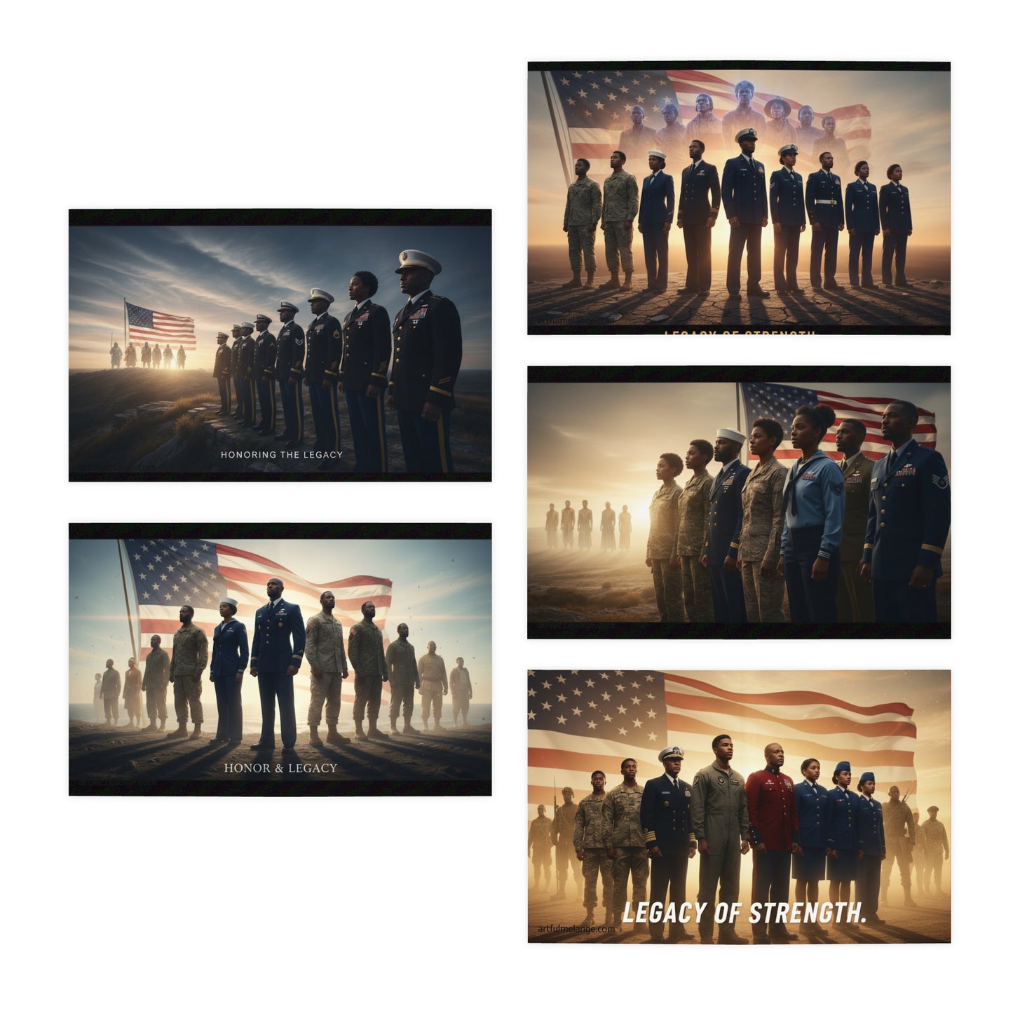 Honoring Black Military Service – Memorial Day Greeting Card Set 1/Multi-Design Greeting Cards (5-Pack)
