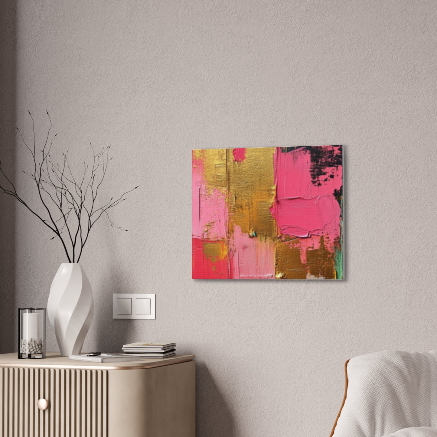 Acrylic Abstract Canvas Print - Homage to the Divine Nine/Pink Green Black and Gold 3