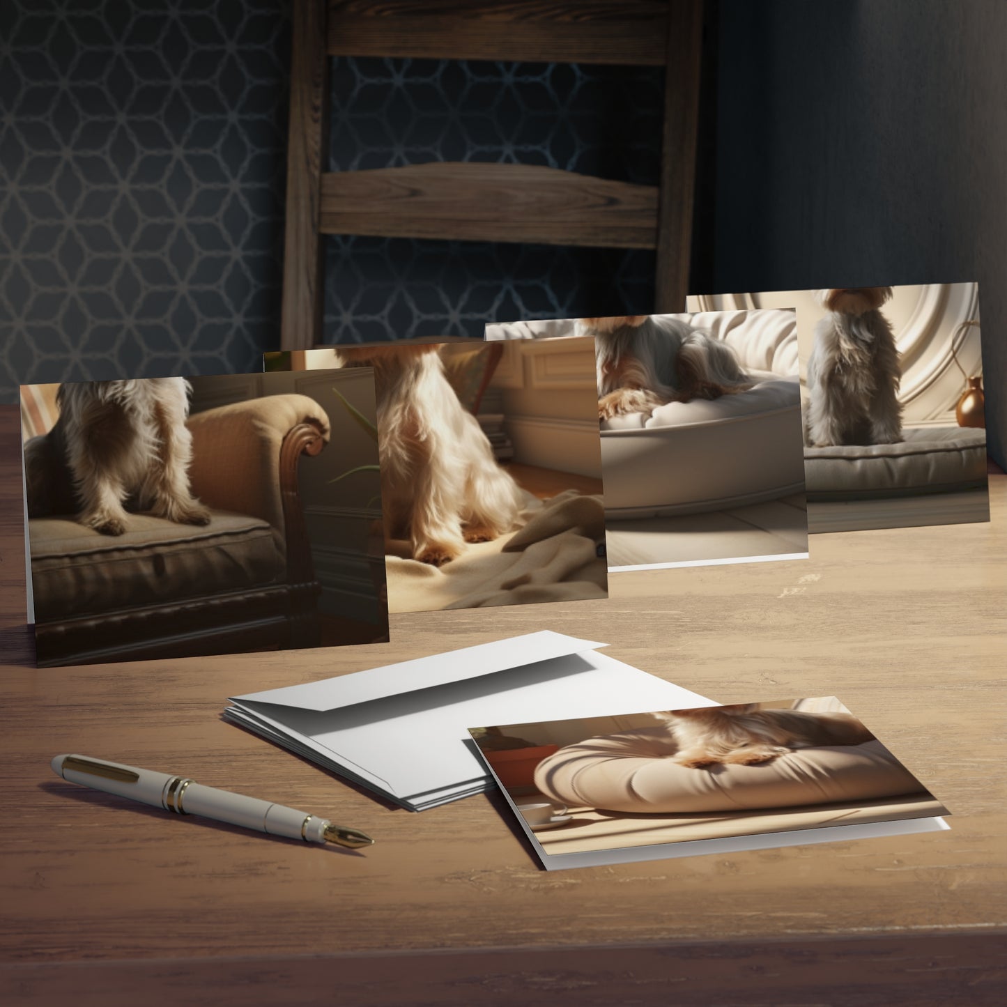 Paws of Authority:  Yorkshire Terrier Notecards, Embodying Their Self-Assured Presence(5-Pack)