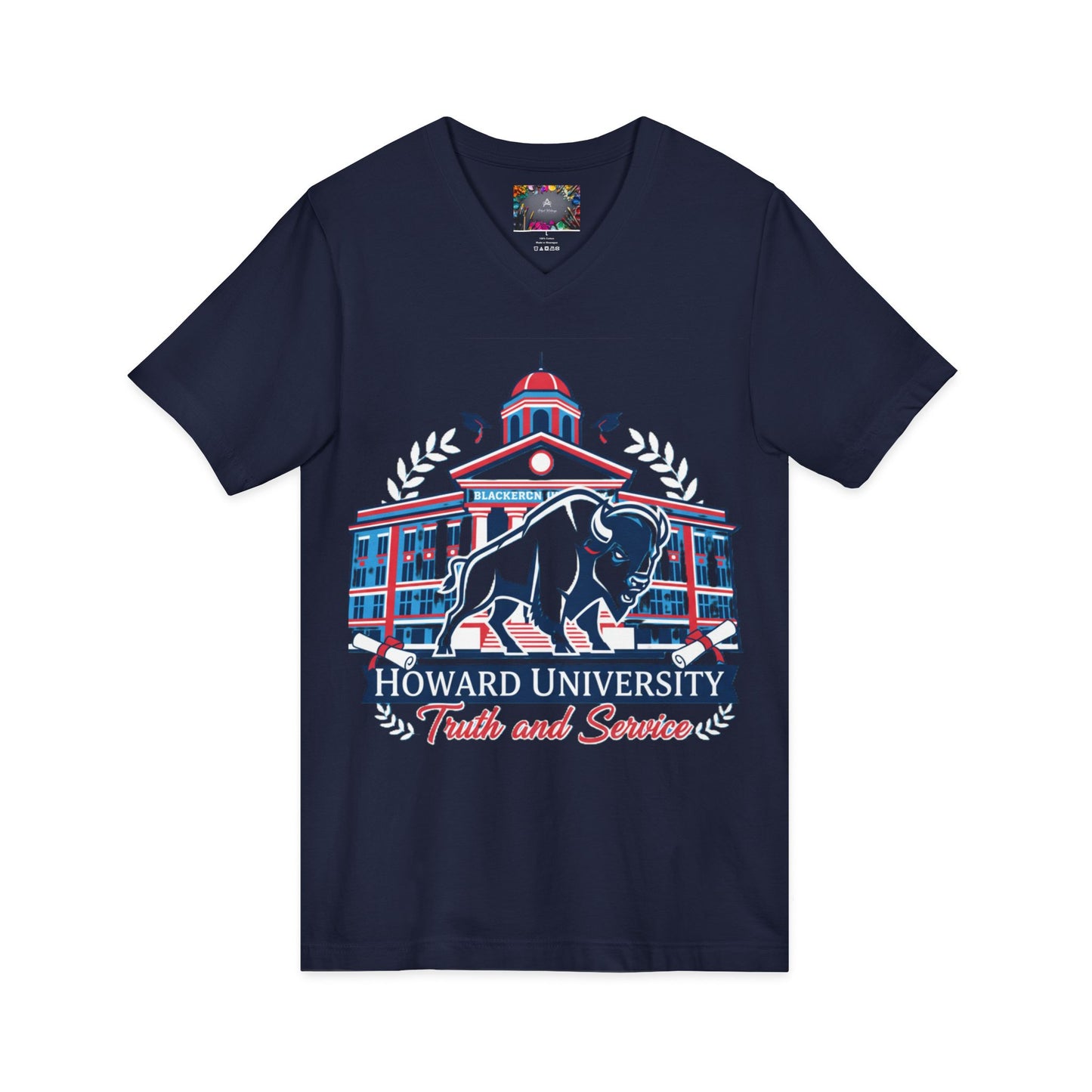 Howard University/ Truth and Service Unisex V-Neck T-Shirt 8