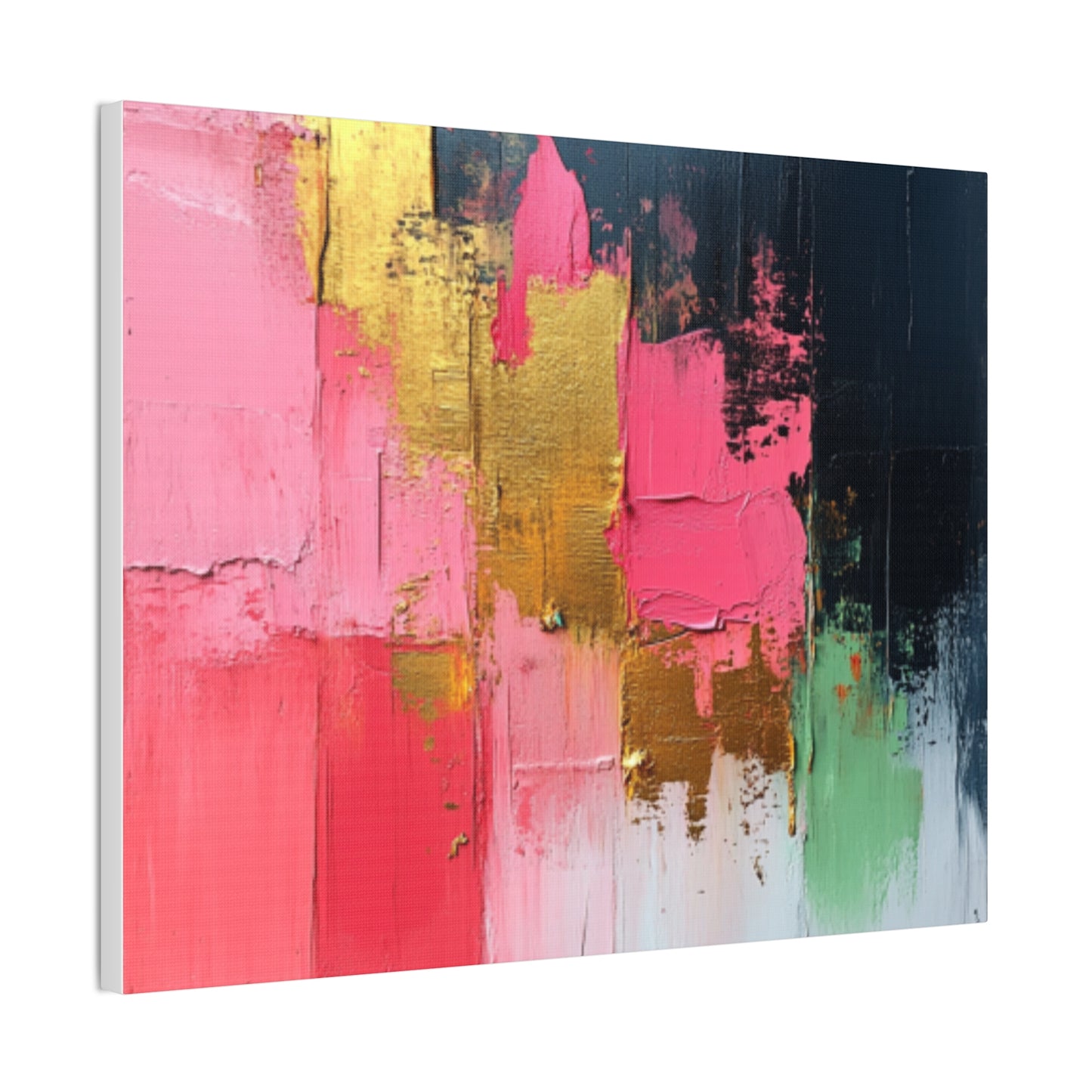 Acrylic Abstract Canvas Print - Homage to the Divine Nine/Pink Green Black and Gold 3