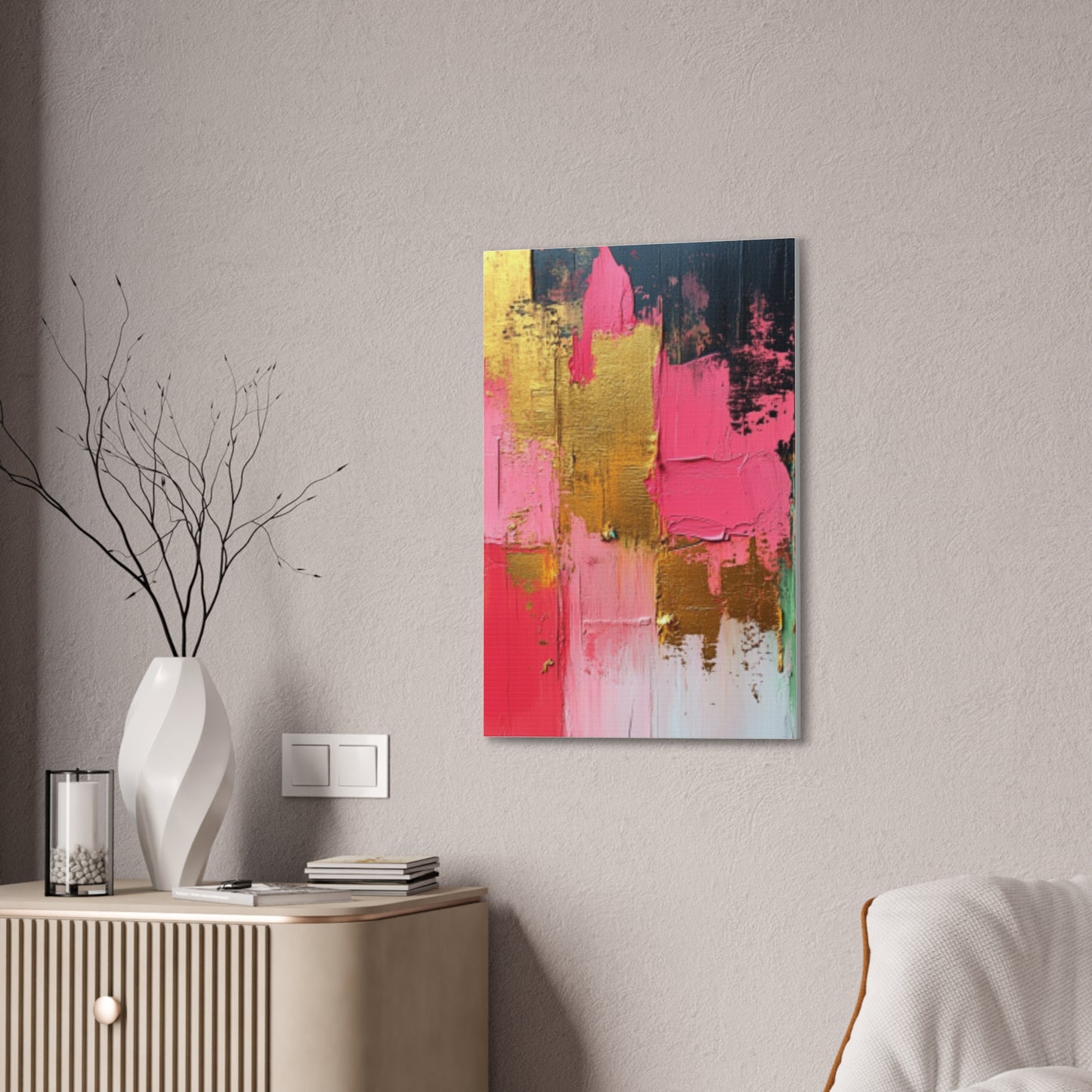 Acrylic Abstract Canvas Print - Homage to the Divine Nine/Pink Green Black and Gold 3