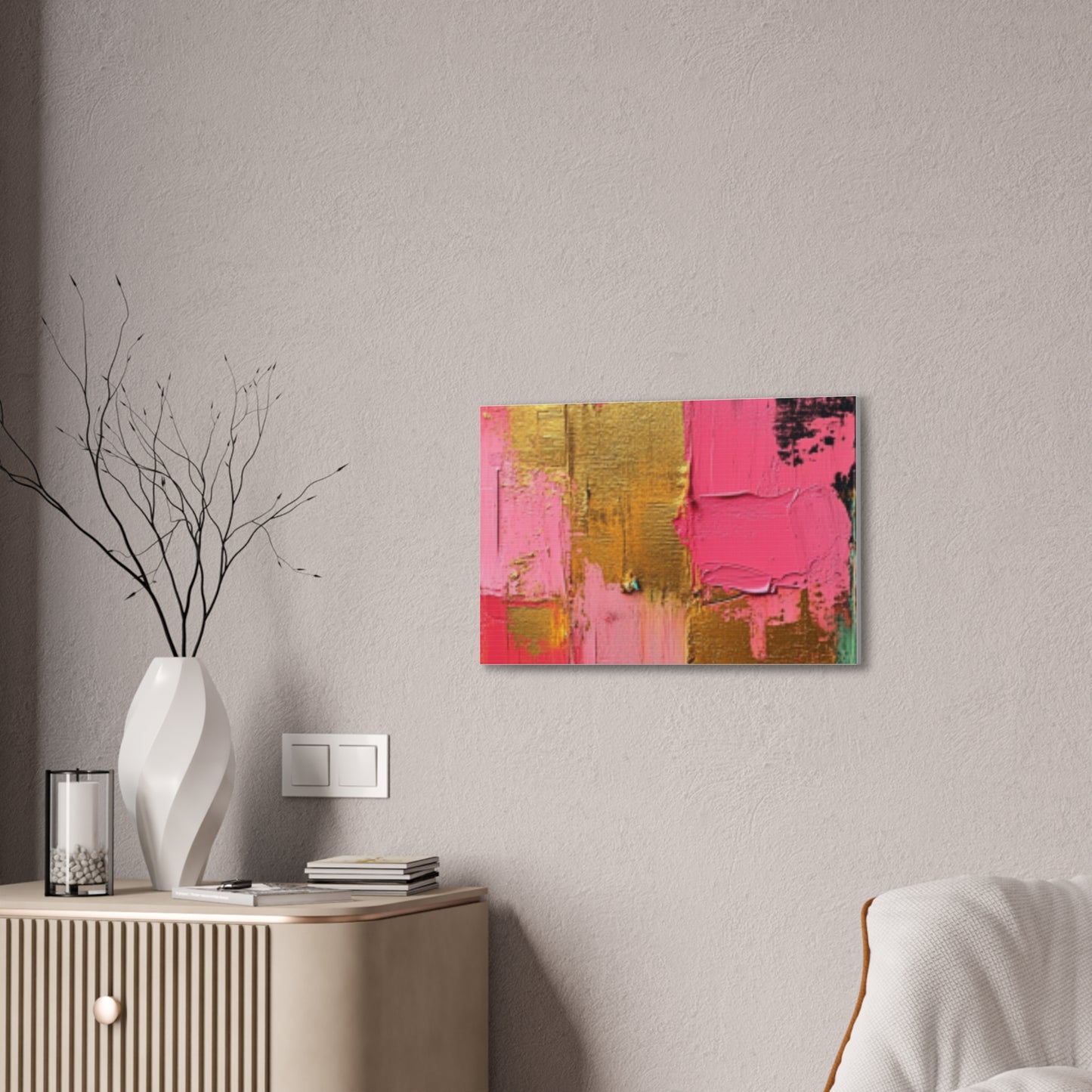 Acrylic Abstract Canvas Print - Homage to the Divine Nine/Pink Green Black and Gold 3