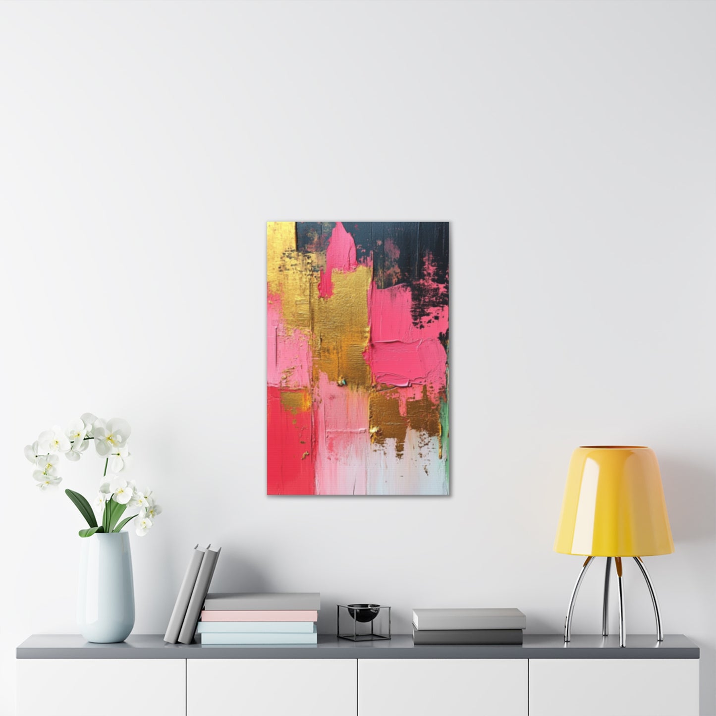 Acrylic Abstract Canvas Print - Homage to the Divine Nine/Pink Green Black and Gold 3