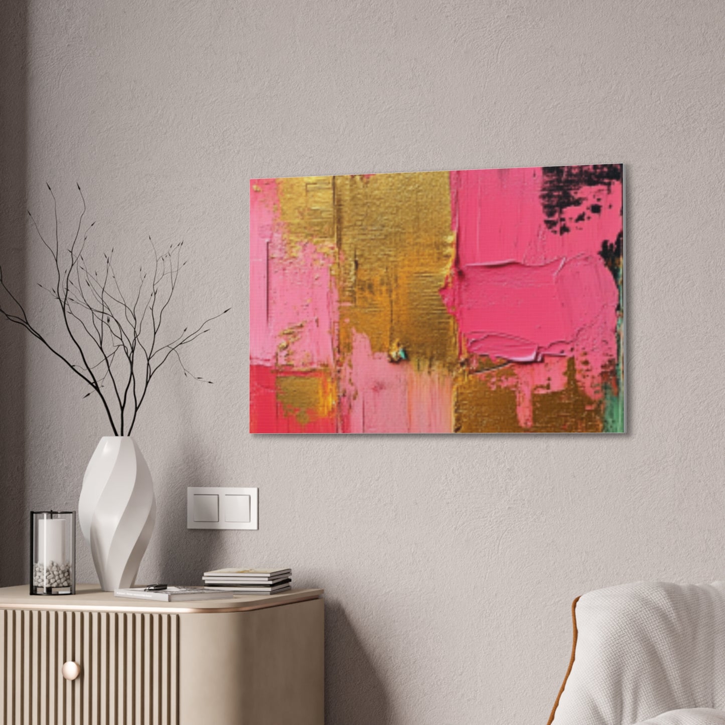 Acrylic Abstract Canvas Print - Homage to the Divine Nine/Pink Green Black and Gold 3
