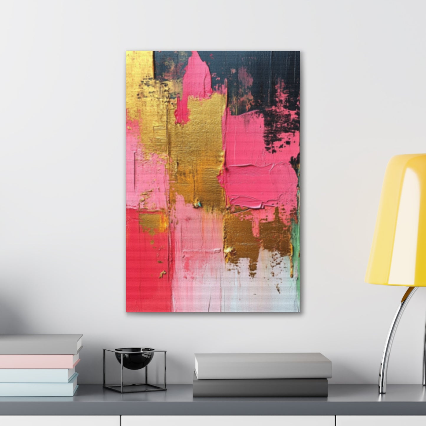 Acrylic Abstract Canvas Print - Homage to the Divine Nine/Pink Green Black and Gold 3