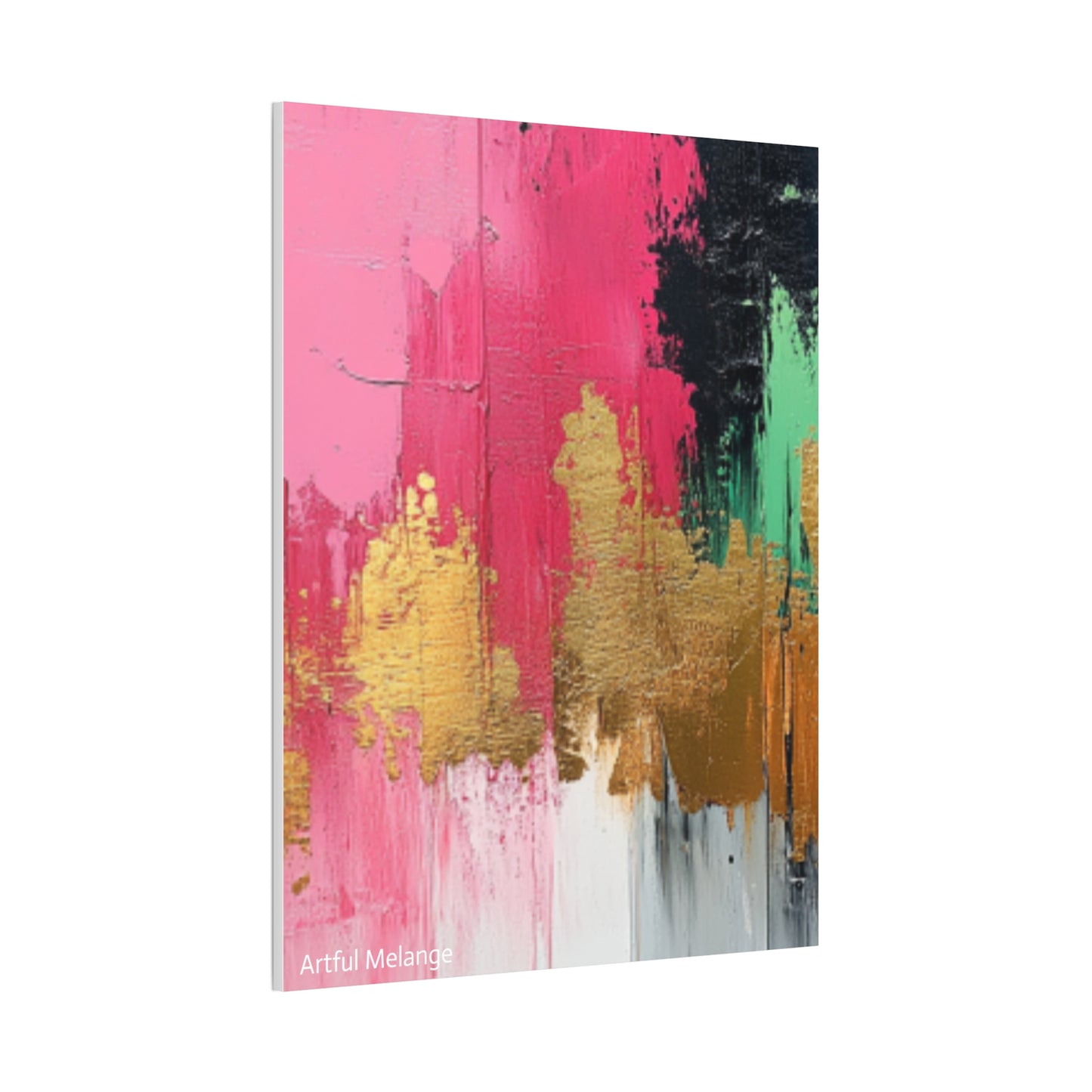 Acrylic Abstract Canvas Print - Homage to the Divine Nine/Pink Green Black and Gold 1