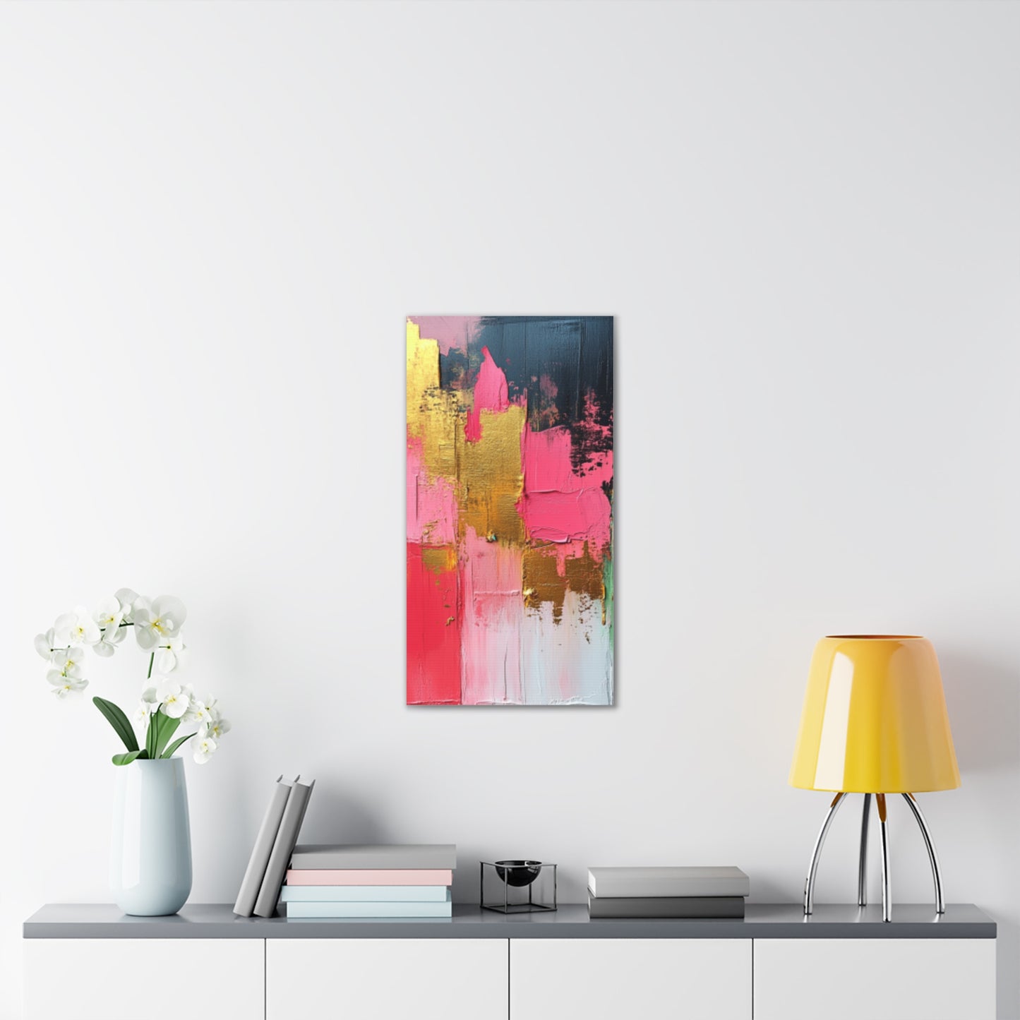 Acrylic Abstract Canvas Print - Homage to the Divine Nine/Pink Green Black and Gold 3