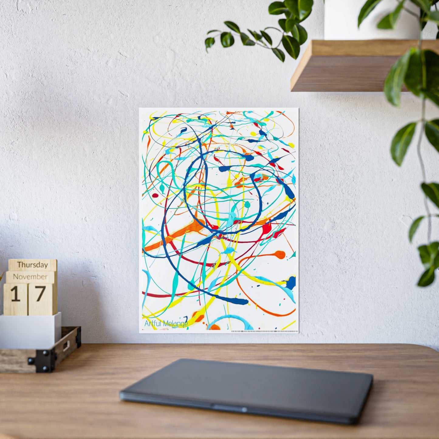 Gleaming Acrylic Abstract Poster: A Spectrum of Colorful Elegance