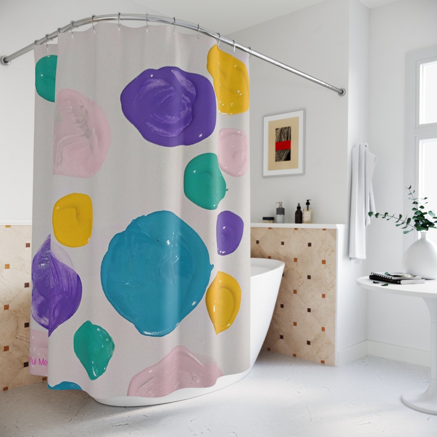 Canvas Cascade: Abstract Acrylic Art Shower Curtain Collection