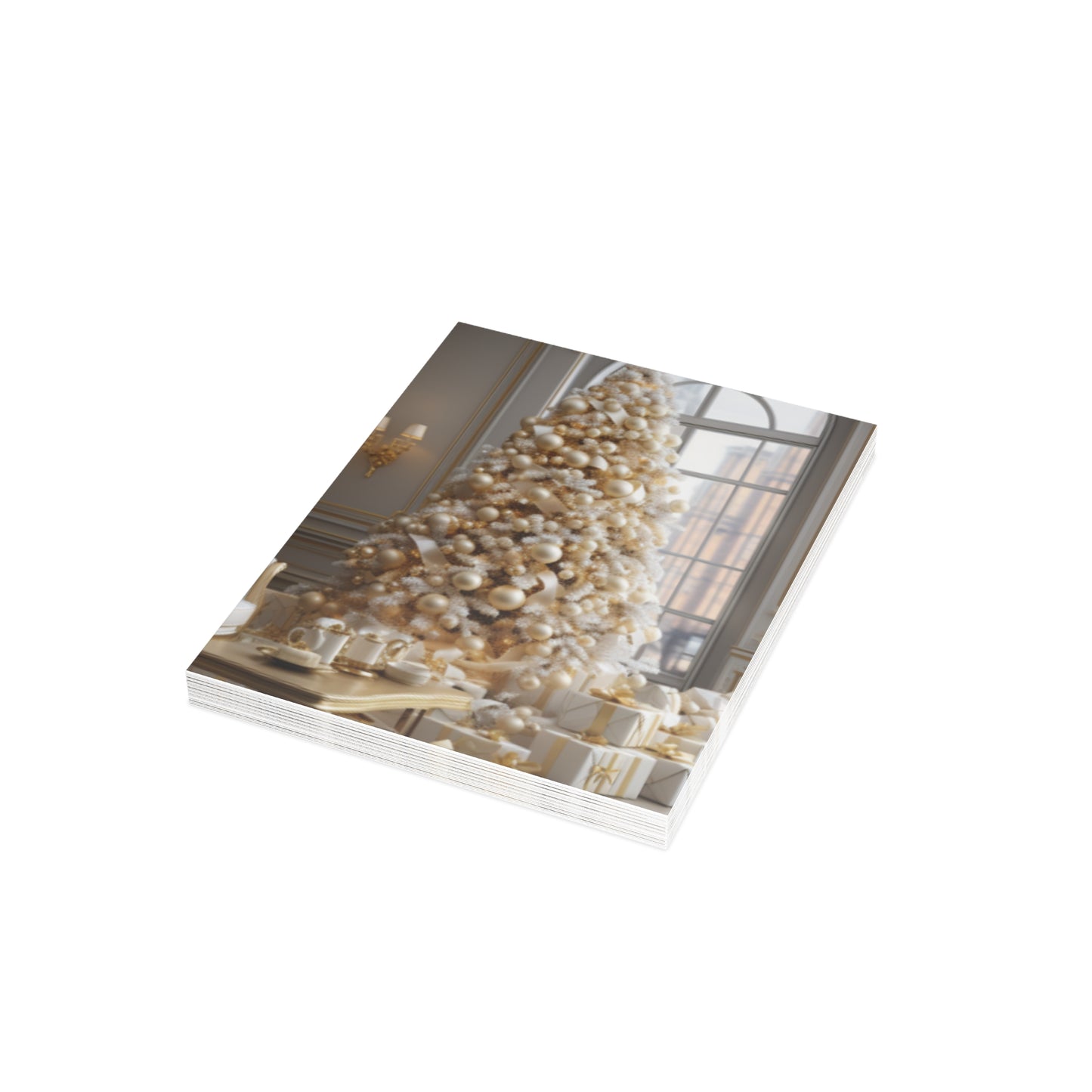 Elegance in Gold & White Christmas Notecards (1, 10, 30, and 50pcs)