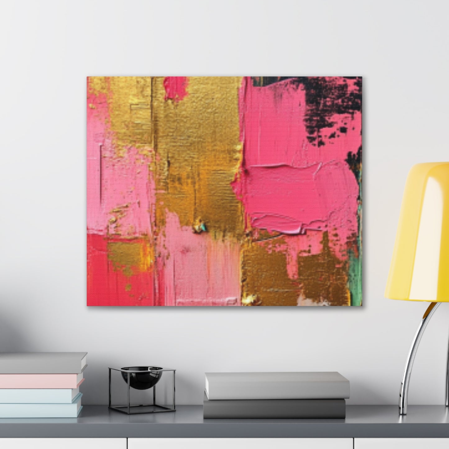 Acrylic Abstract Canvas Print - Homage to the Divine Nine/Pink Green Black and Gold 3
