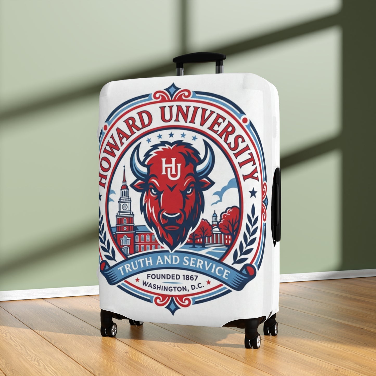 Howard University Bison Mascot Luggage Cover  2— College Travel Gear