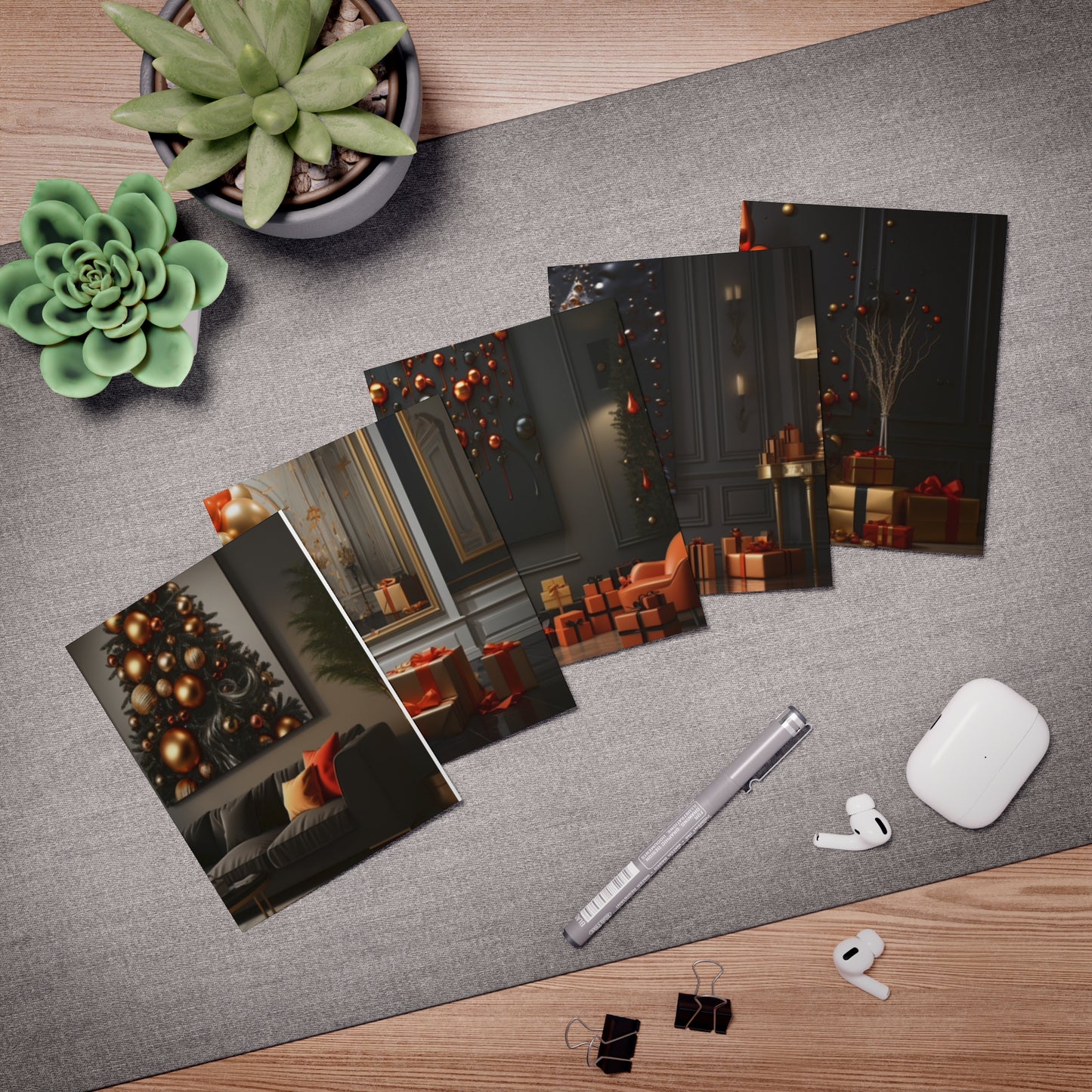 Euphoric Elegance: Vibrant Holiday Greeting Card Set (5-Pack)