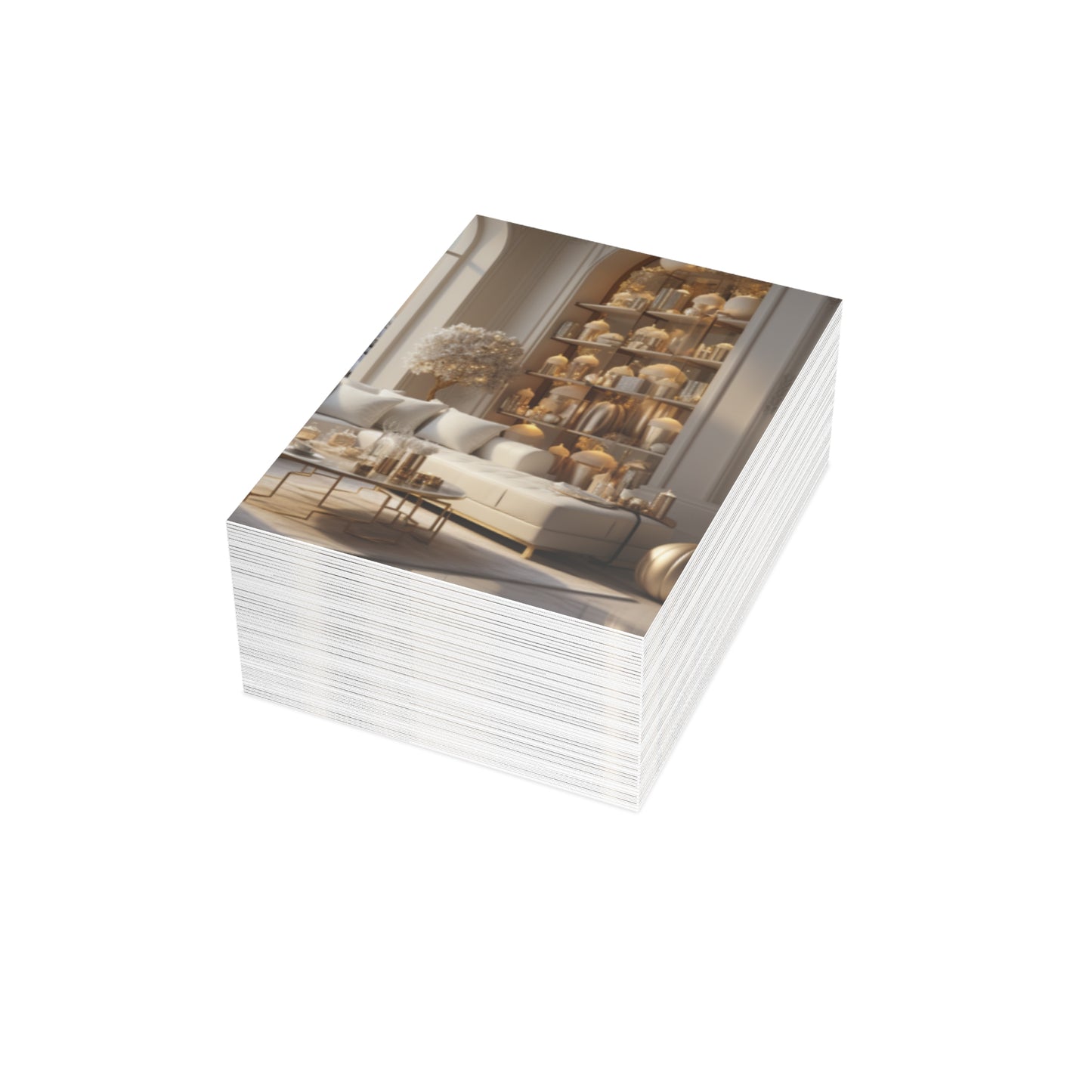 Elegance in Gold & White Christmas Notecards (1, 10, 30, and 50pcs)