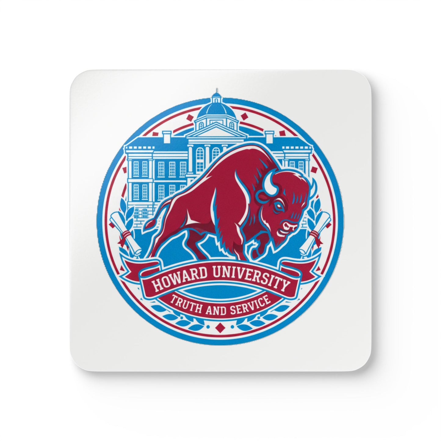Howard University Coaster Set – HU Pride Campus & Bison Design