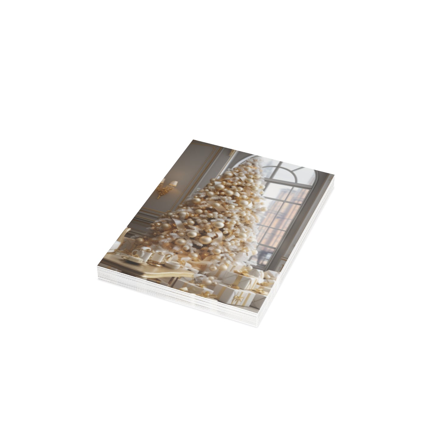 Elegance in Gold & White Christmas Notecards (1, 10, 30, and 50pcs)