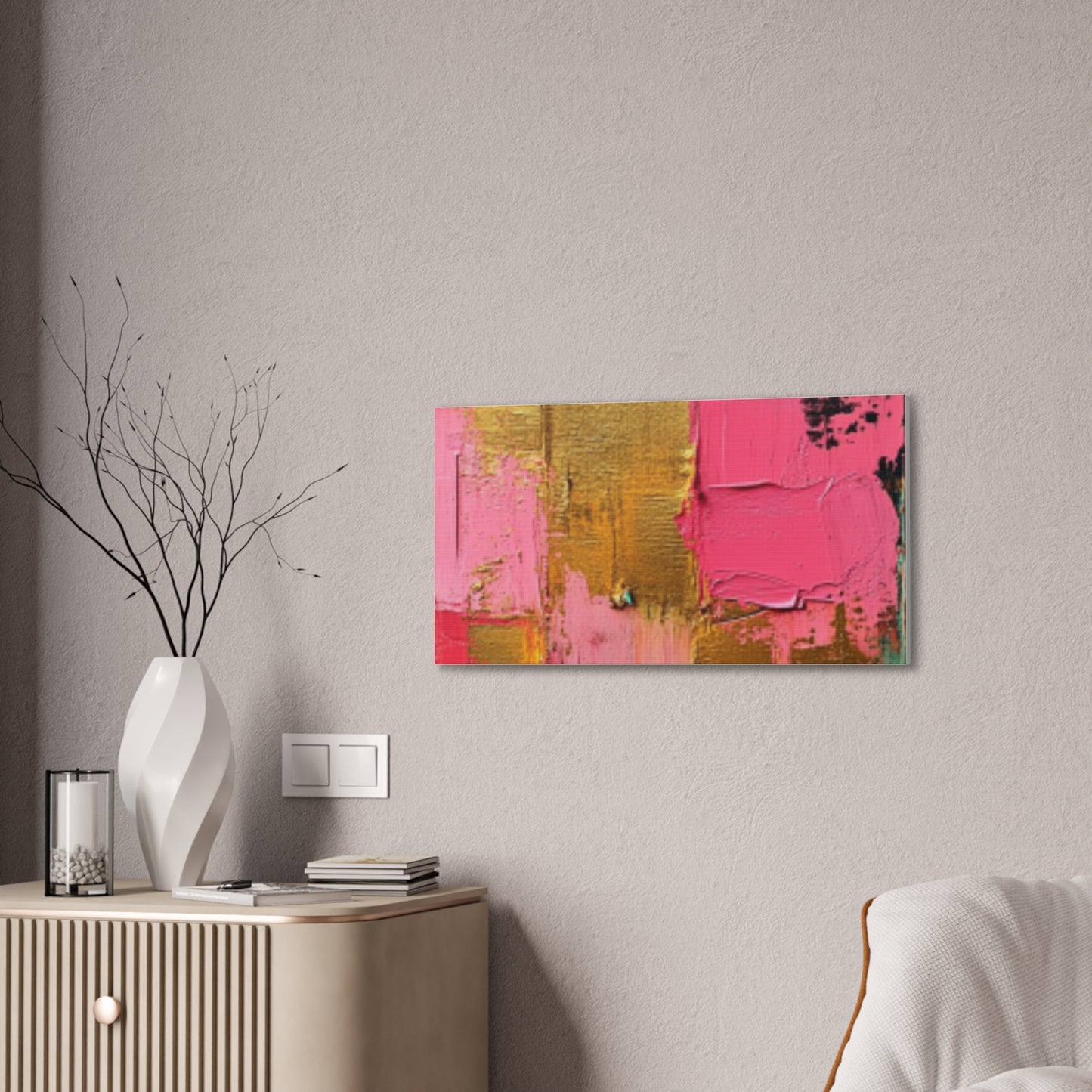 Acrylic Abstract Canvas Print - Homage to the Divine Nine/Pink Green Black and Gold 3
