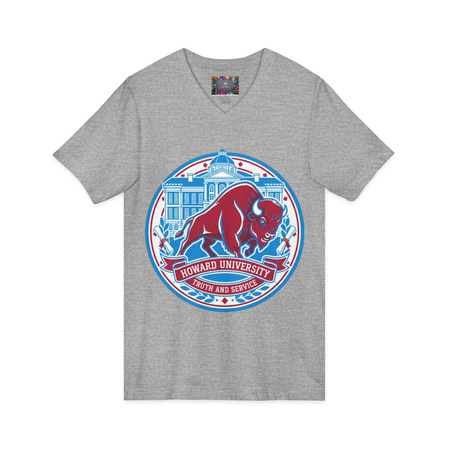 Howard University/ Truth and Service Unisex V-Neck T-Shirt 7