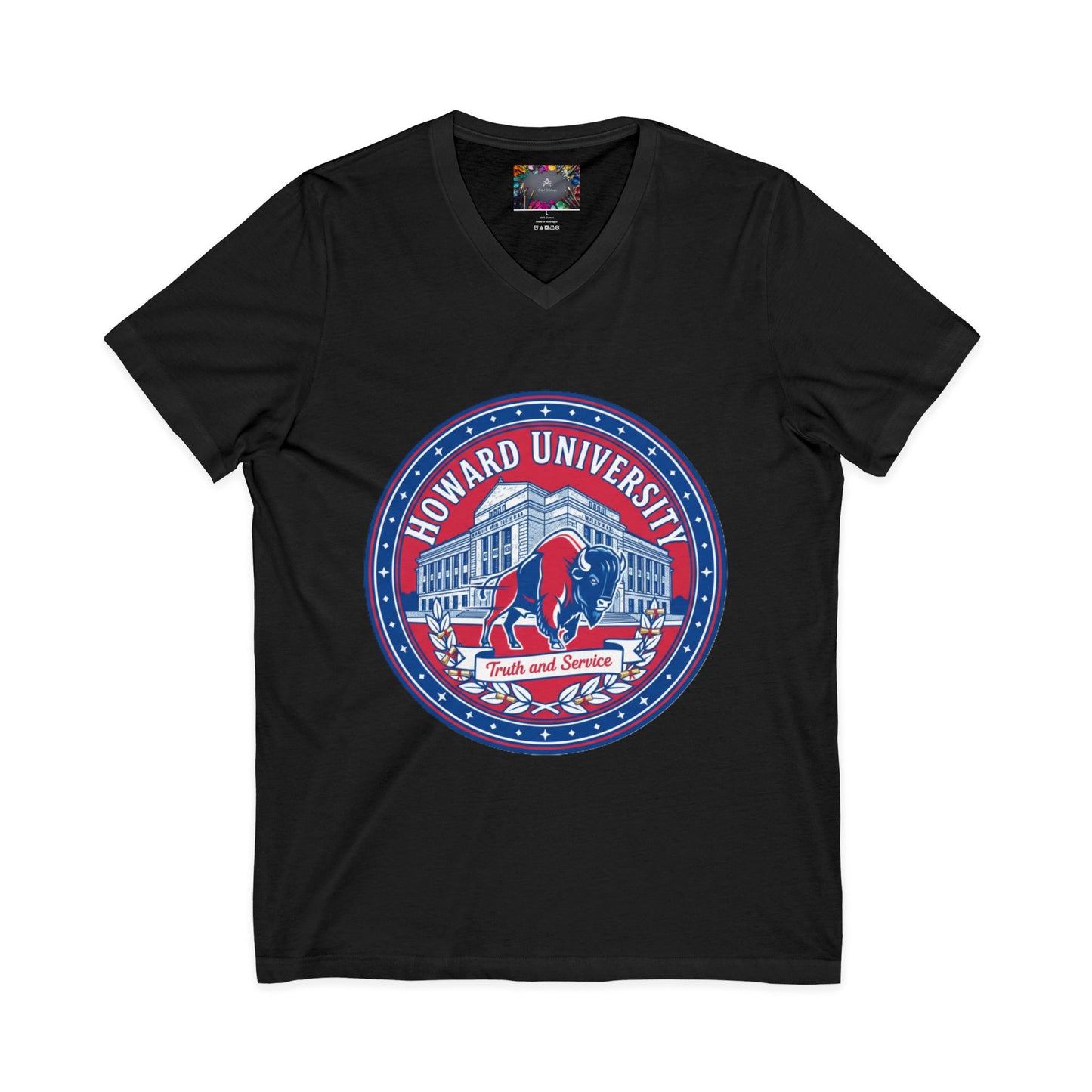 Howard University/ Truth and Service Unisex V-Neck T-Shirt 3
