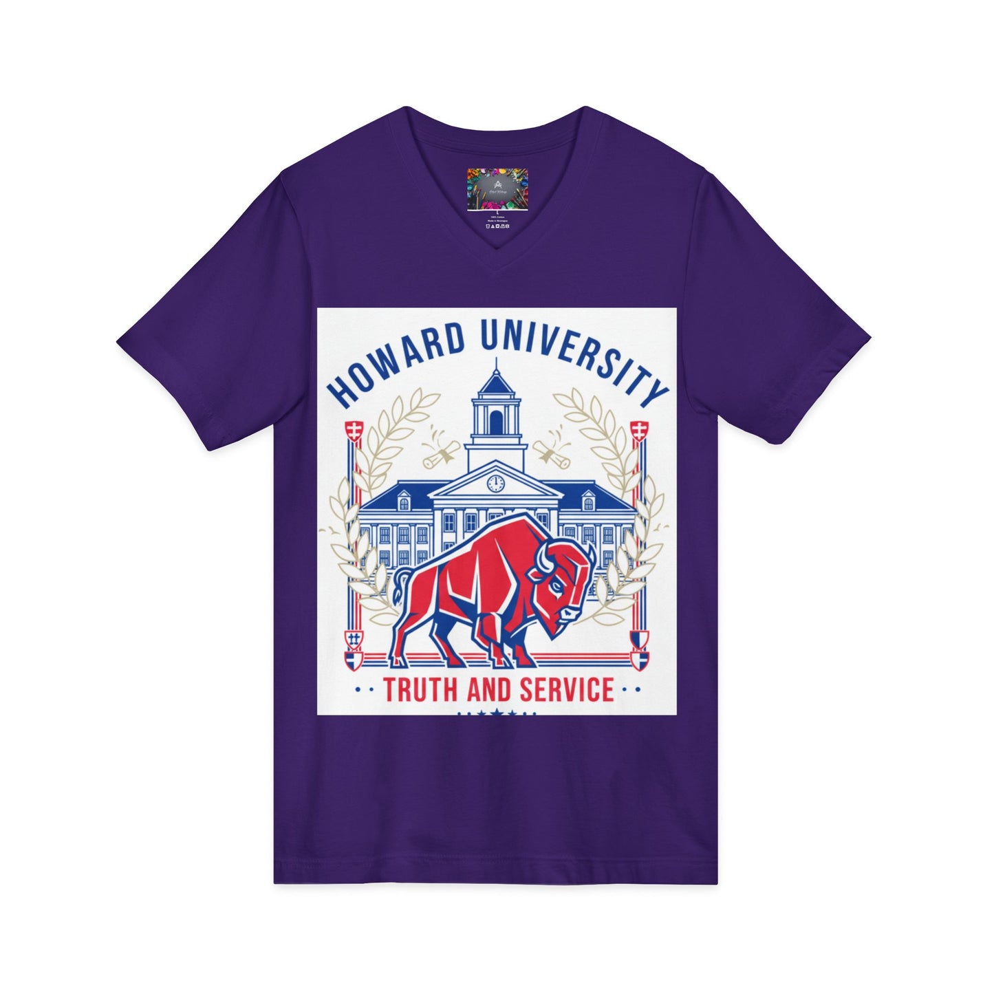 Howard University/ Truth and Service Unisex V-Neck T-Shirt 4