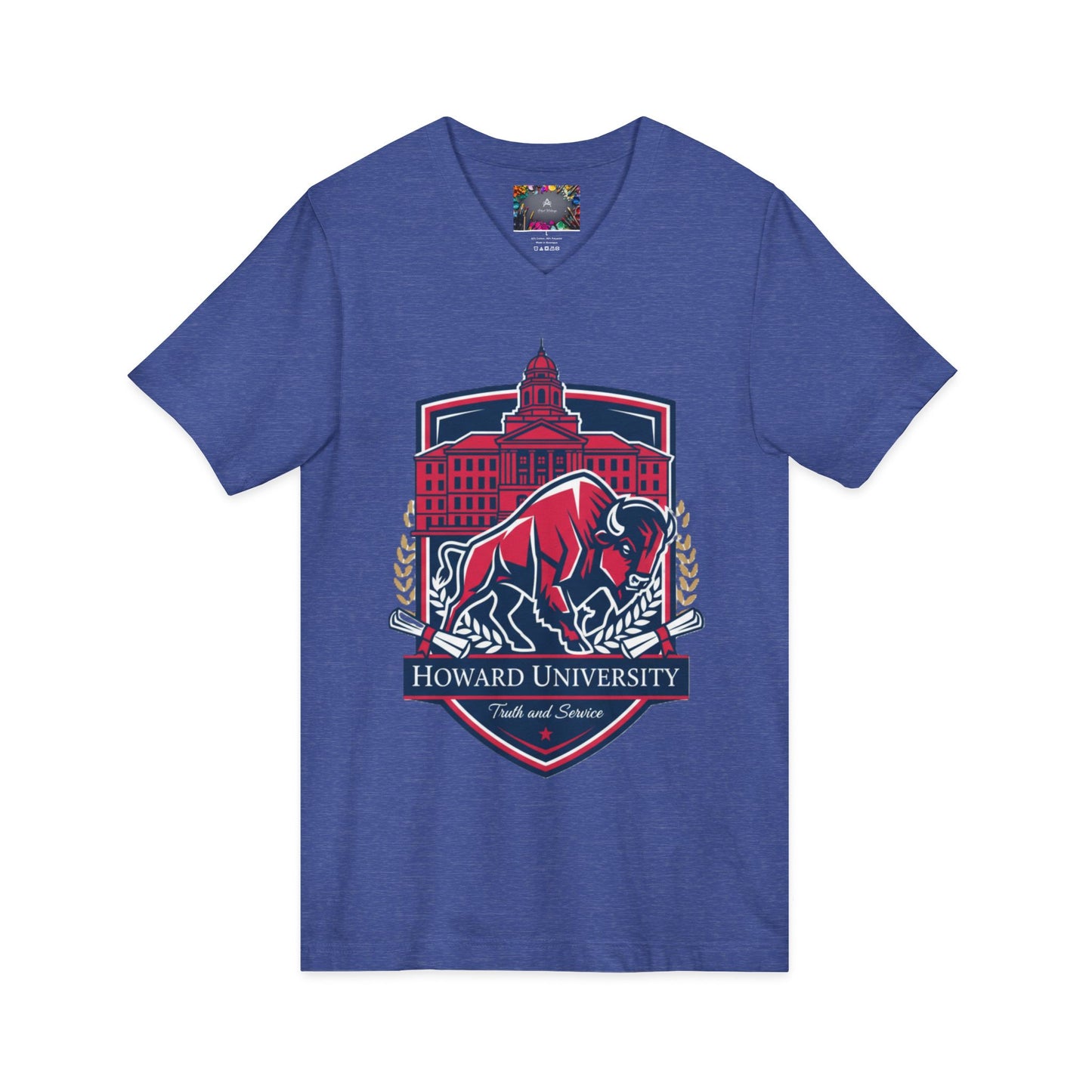 Howard University/ Truth and Service Unisex V-Neck T-Shirt 5