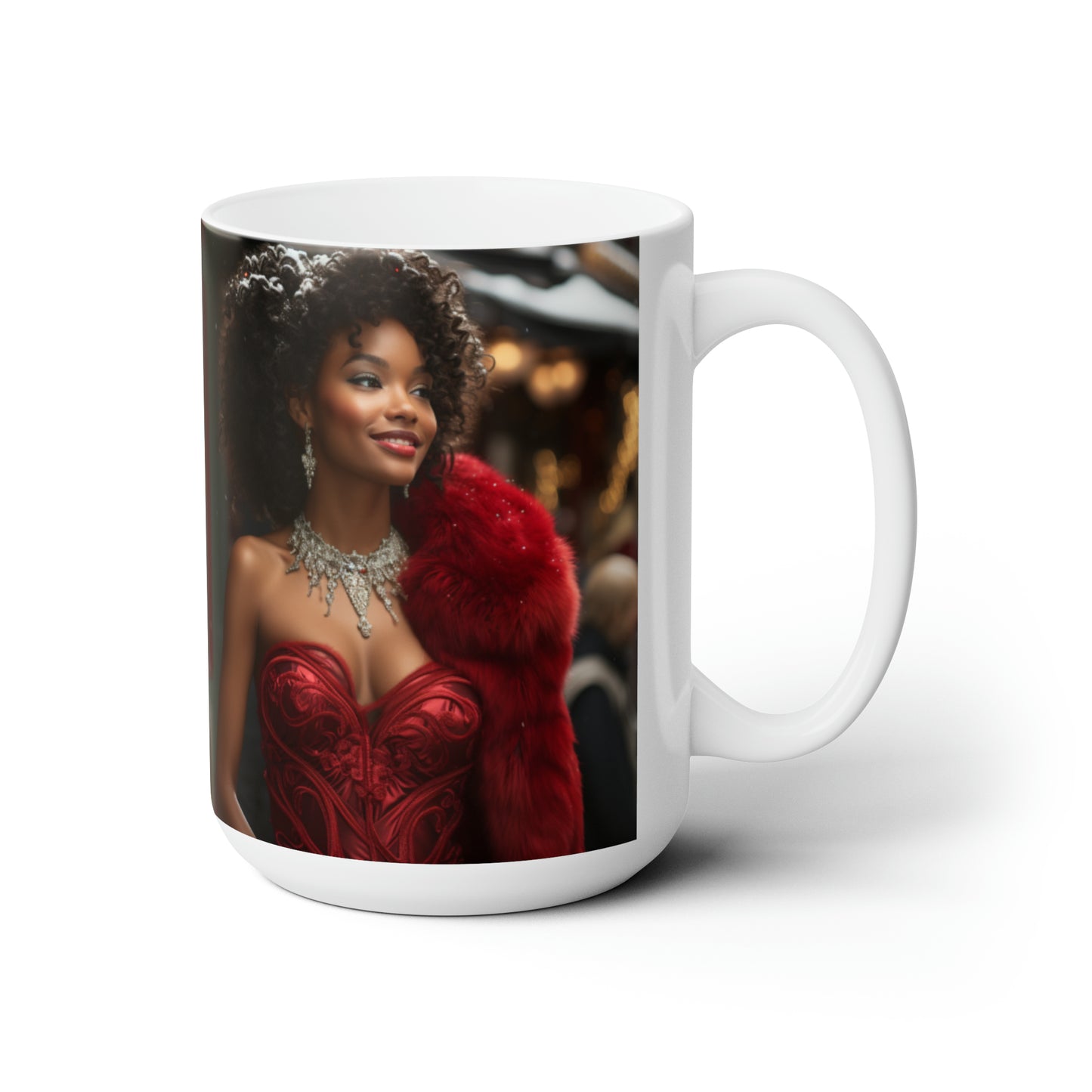 Princess Claus White Ceramic Holiday Mug 15oz
