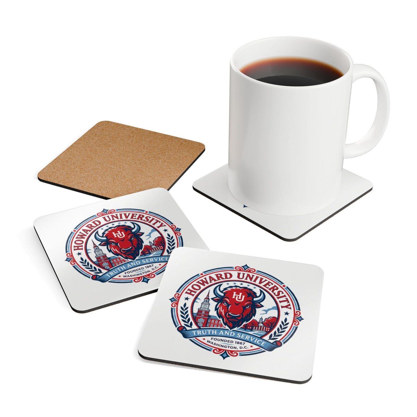 Howard University Coaster Set 5 – HU Pride Campus & Bison Design