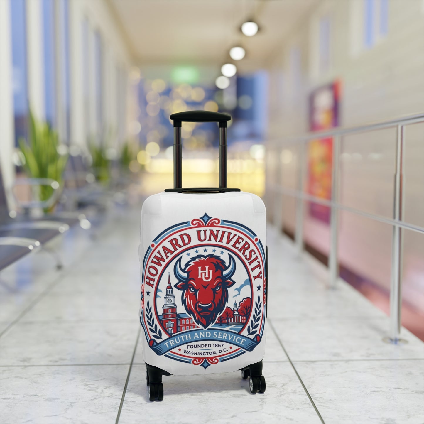 Howard University Bison Mascot Luggage Cover  2— College Travel Gear