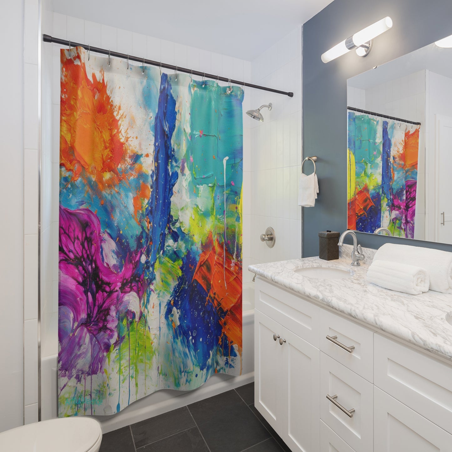Canvas Cascade: Abstract Acrylic Art Shower Curtain Collection 261