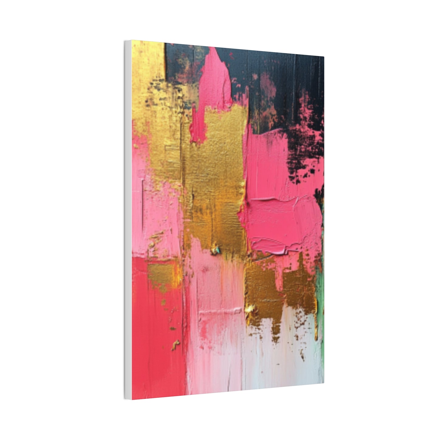 Acrylic Abstract Canvas Print - Homage to the Divine Nine/Pink Green Black and Gold 3