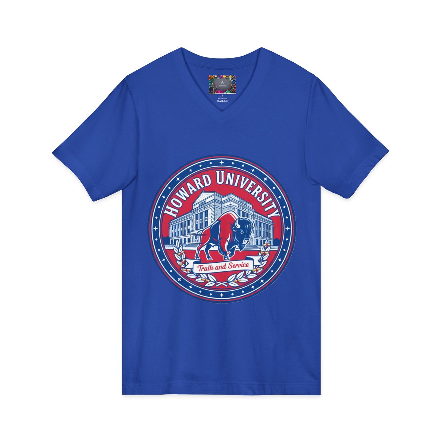 Howard University/ Truth and Service Unisex V-Neck T-Shirt 3