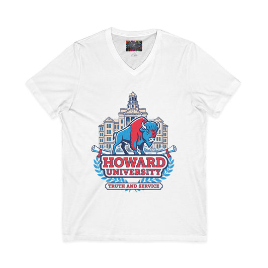 Howard University/ Truth and Service Unisex V-Neck T-Shirt