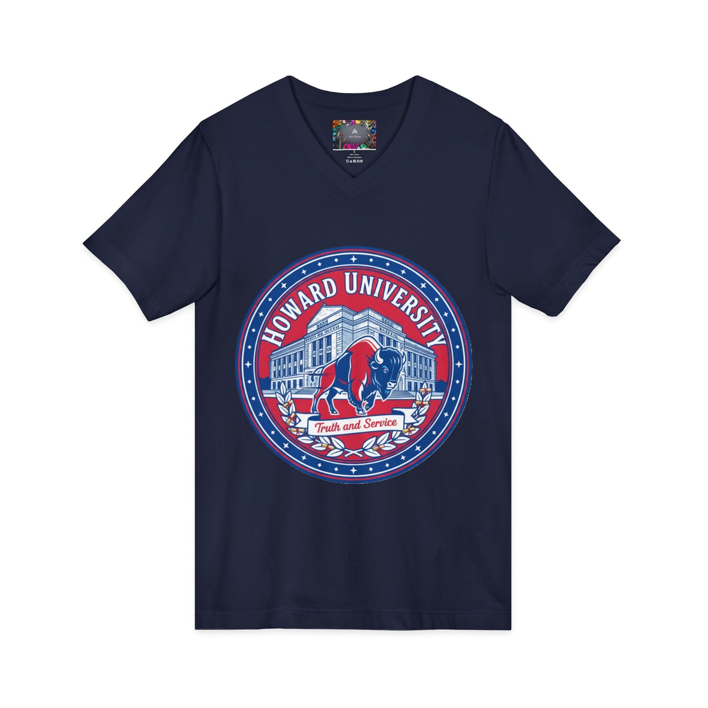 Howard University/ Truth and Service Unisex V-Neck T-Shirt 3