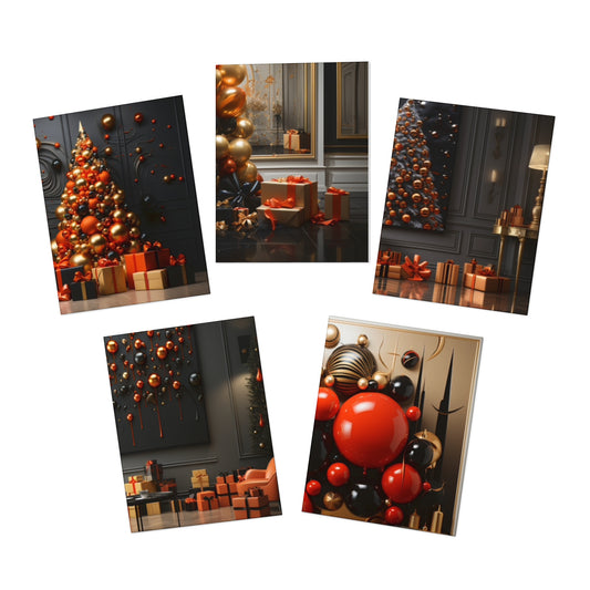 Euphoric Elegance: Vibrant Holiday Greeting Card Set (5-Pack)