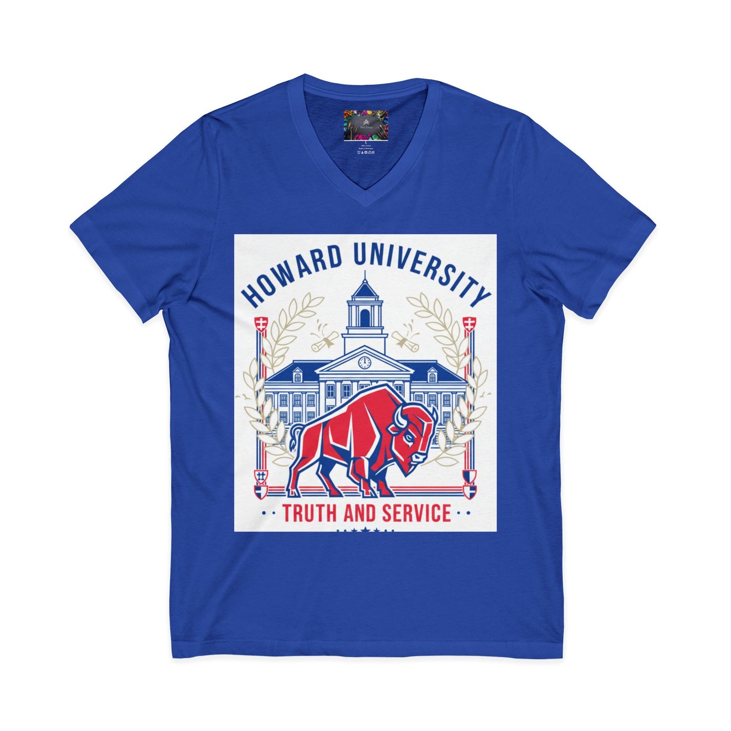 Howard University/ Truth and Service Unisex V-Neck T-Shirt 4