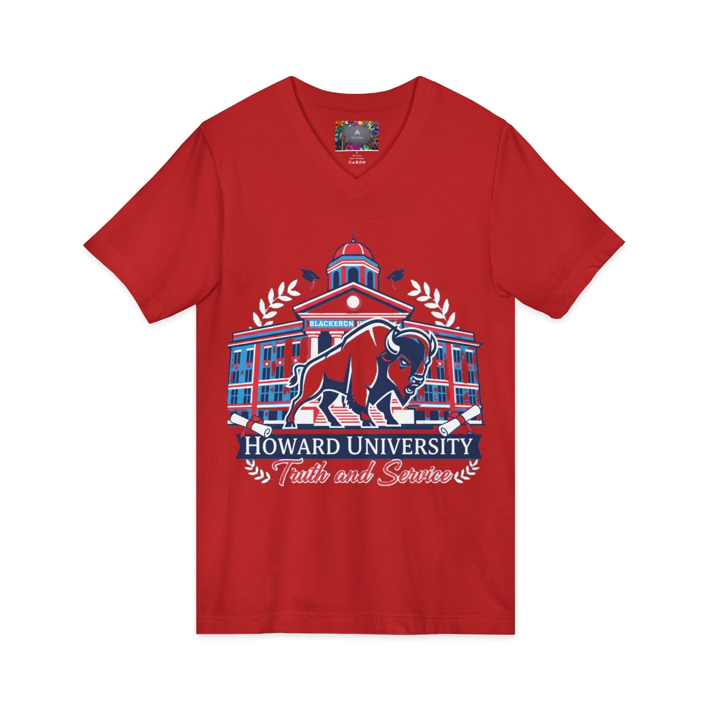 Howard University/ Truth and Service Unisex V-Neck T-Shirt 8