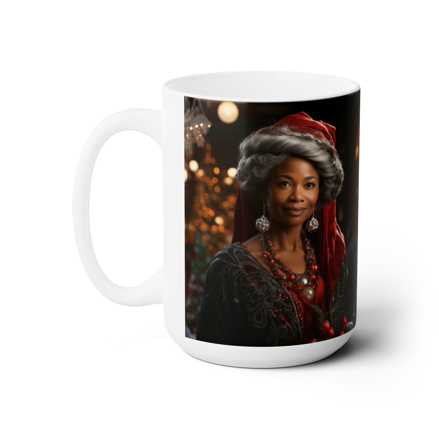 Queen Claus   White Ceramic Holiday Mug 15oz