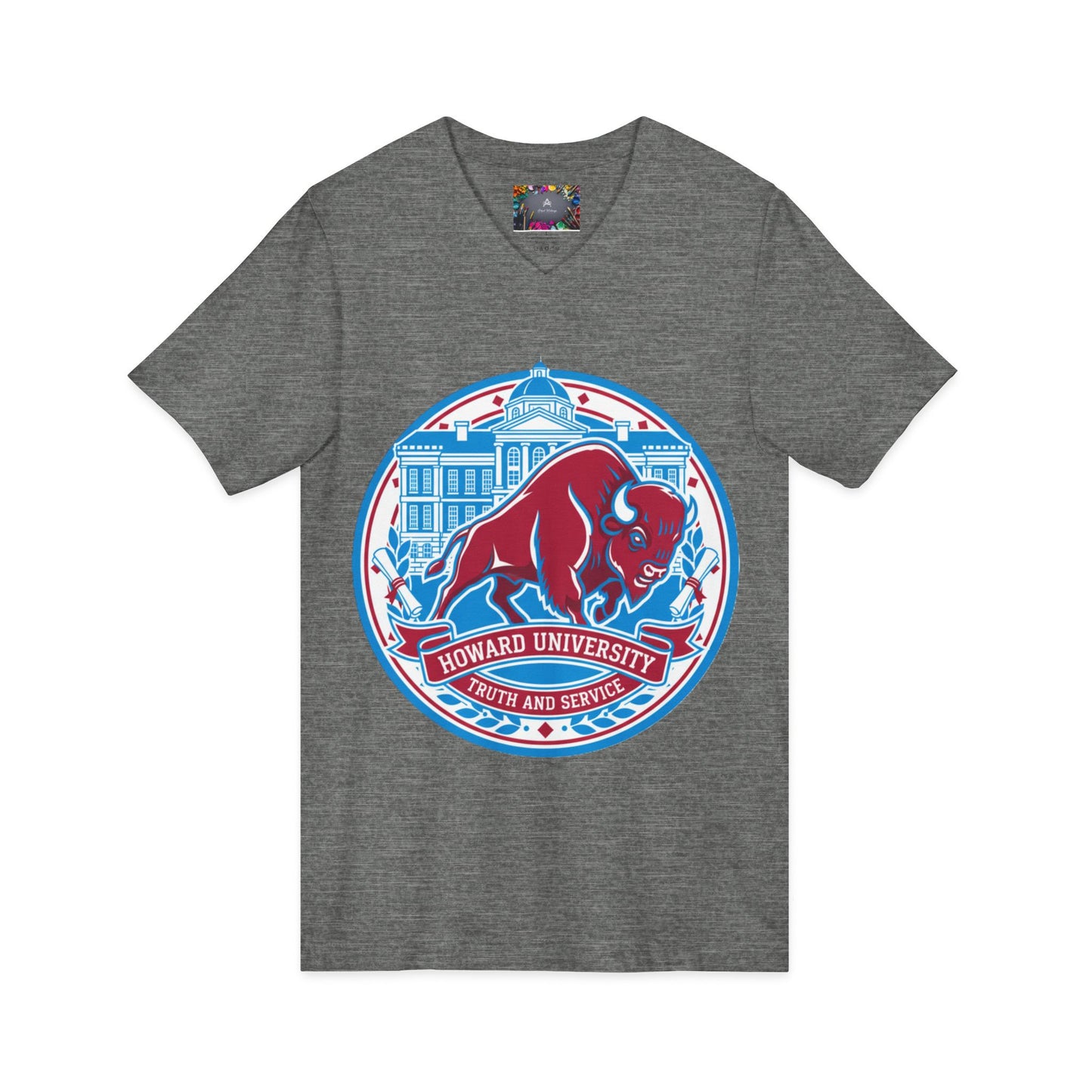 Howard University/ Truth and Service Unisex V-Neck T-Shirt 7