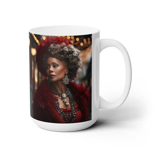 Queen Claus   White Ceramic Holiday Mug 15oz