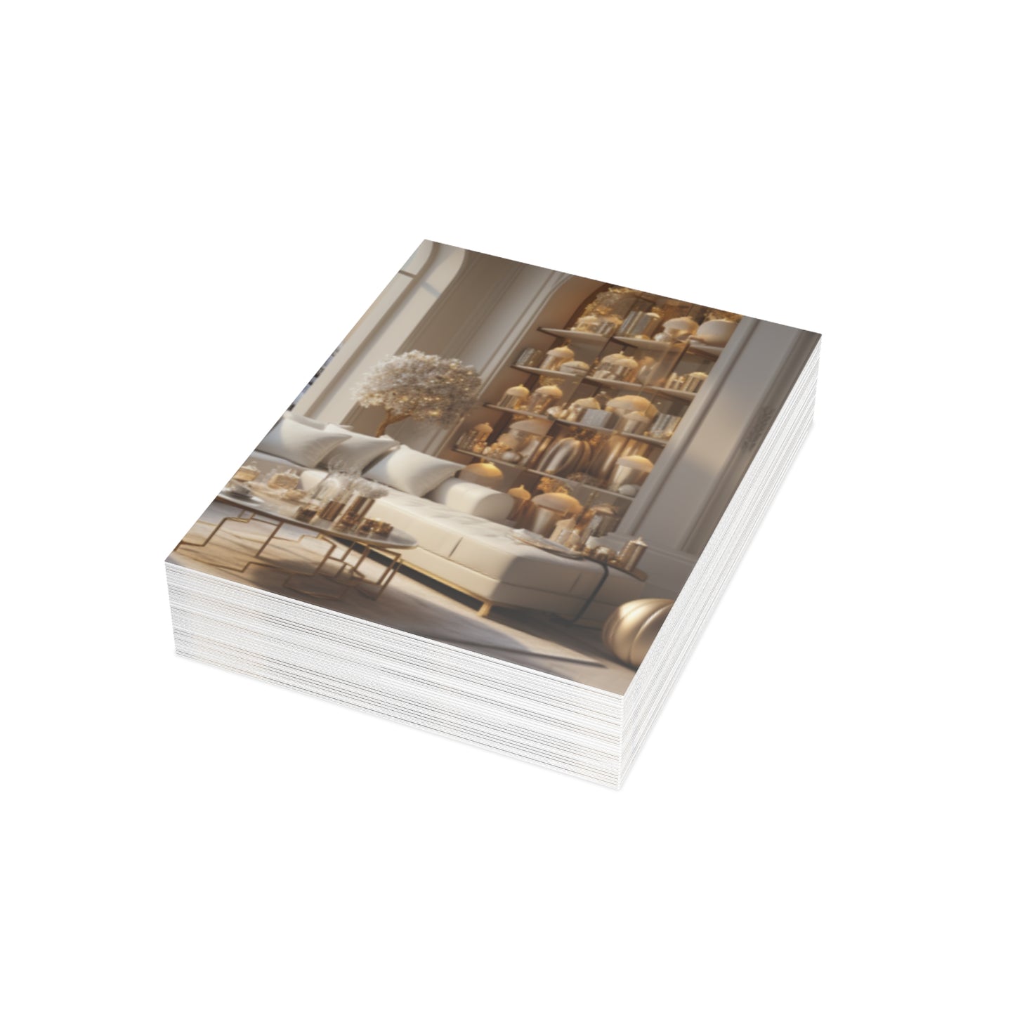 Elegance in Gold & White Christmas Notecards (1, 10, 30, and 50pcs)
