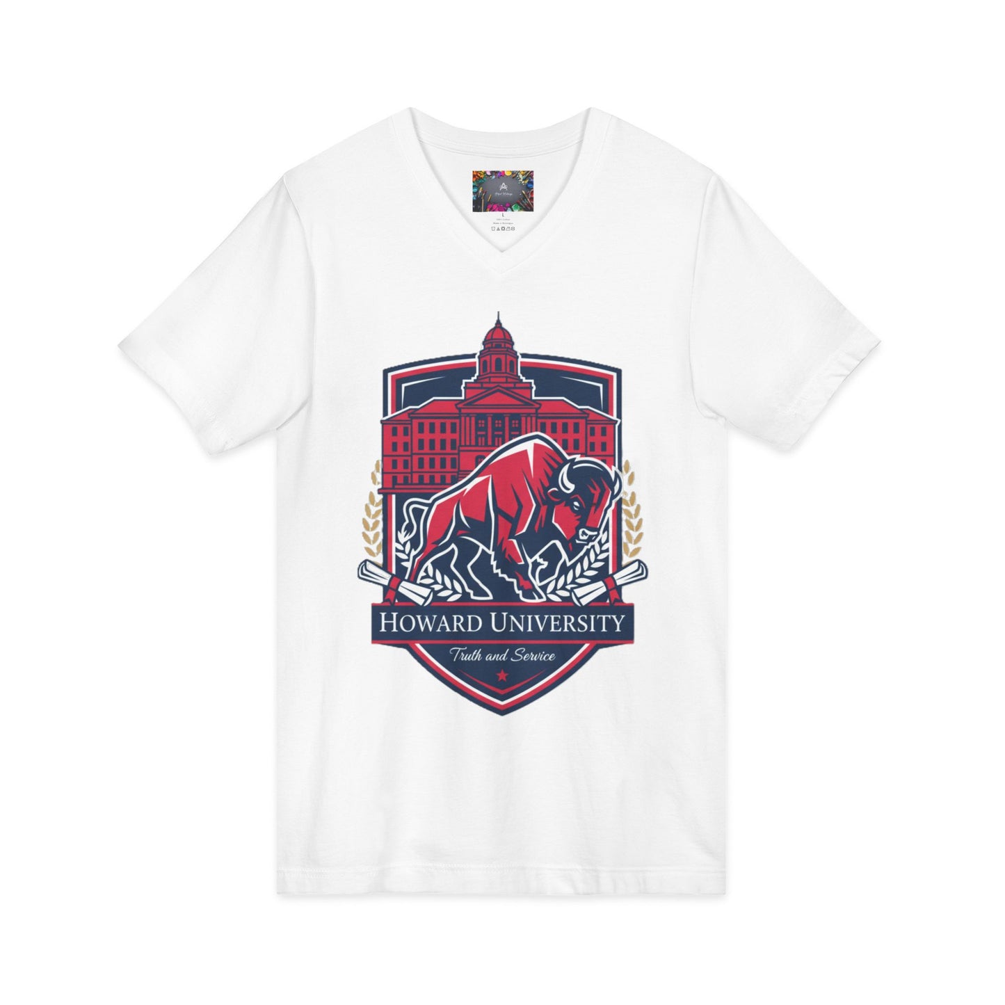 Howard University/ Truth and Service Unisex V-Neck T-Shirt 5