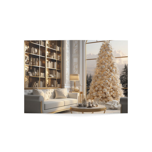 Elegance in Gold & White Christmas Notecards (1, 10, 30, and 50pcs)