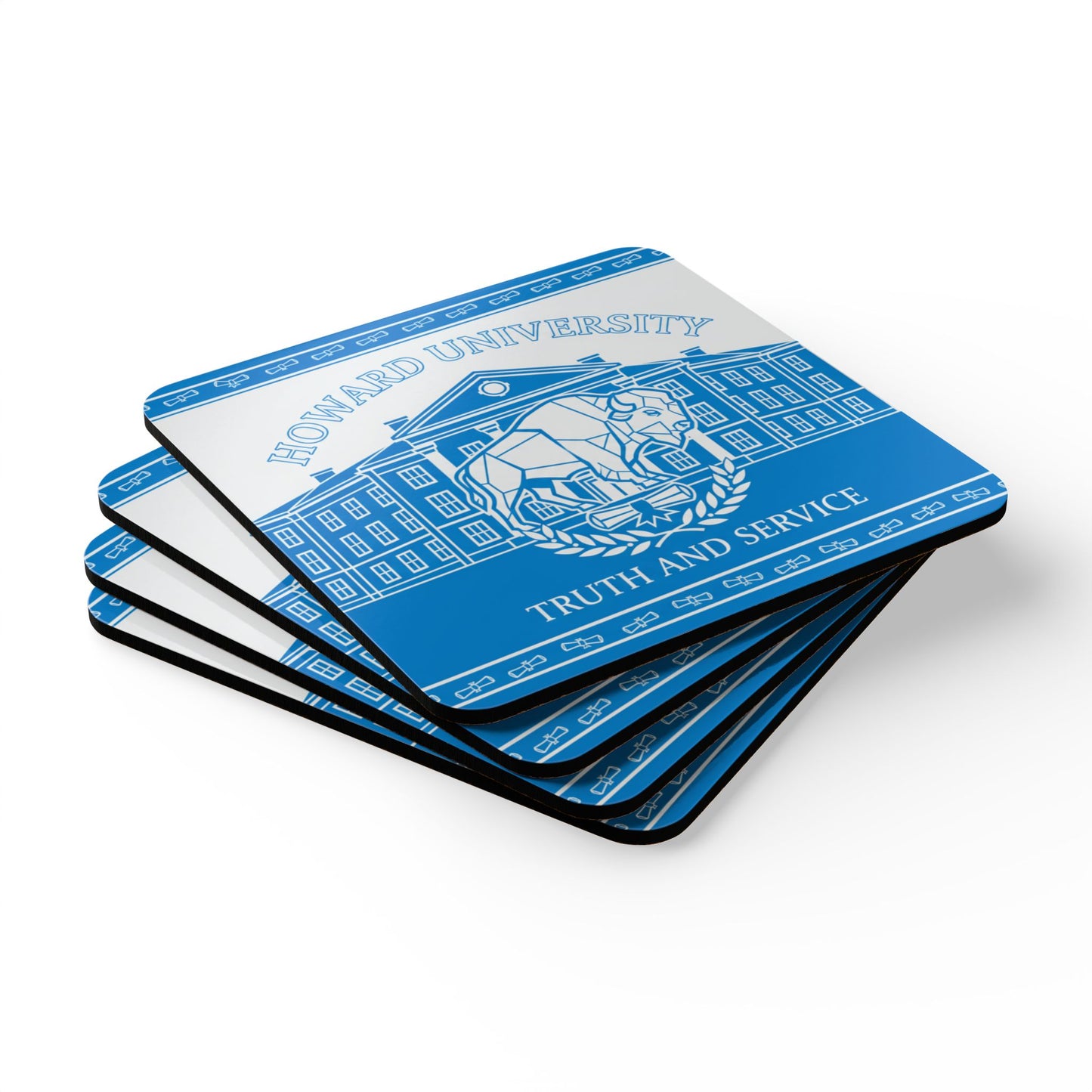 Howard University Coaster Set 2 – HU Pride Campus & Bison Design
